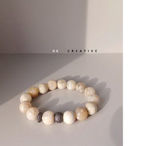 New natural moonstone & Crystal silve ball bracelet